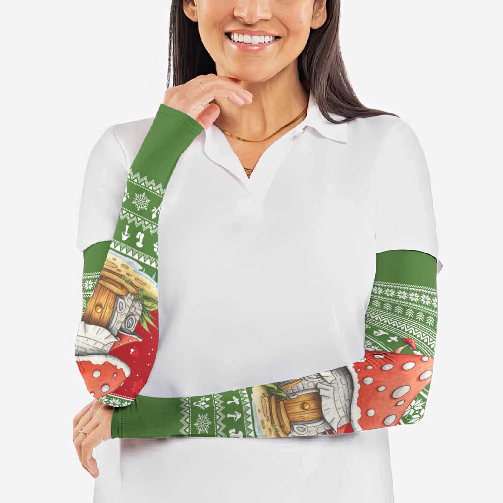 Christmas Mushroom House Arm Sleeves Xmas Holiday Patterns - Wonder Print Shop