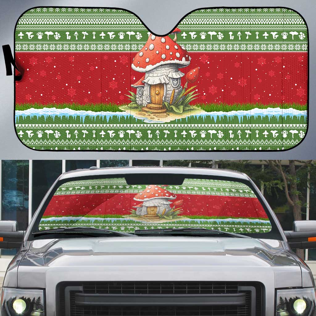 Christmas Mushroom House Auto Sun Shade Xmas Holiday Patterns - Wonder Print Shop