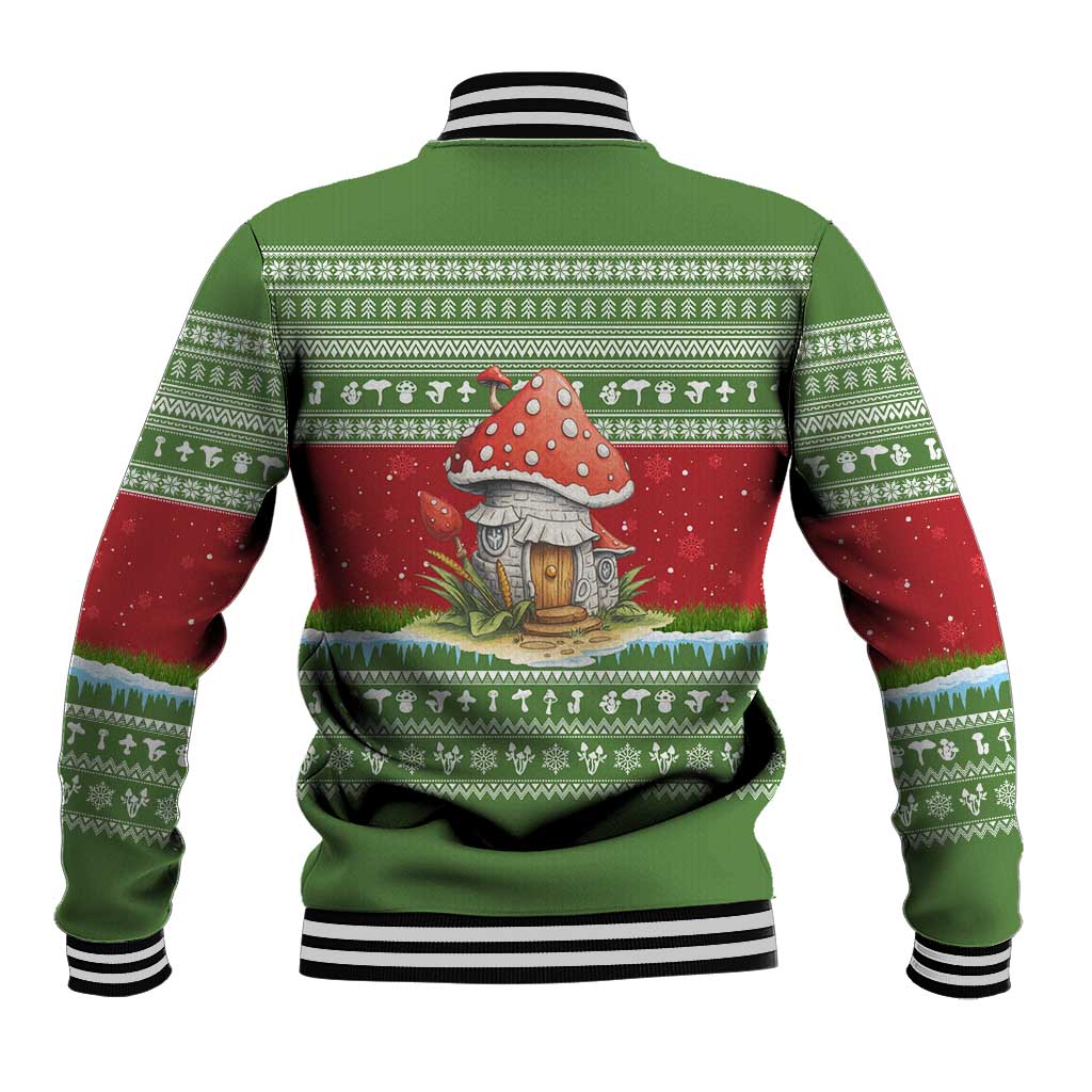 Christmas Mushroom House Baseball Jacket Xmas Holiday Patterns - Wonder Print Shop