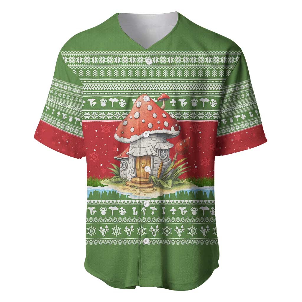 Christmas Mushroom House Baseball Jersey Xmas Holiday Patterns - Wonder Print Shop