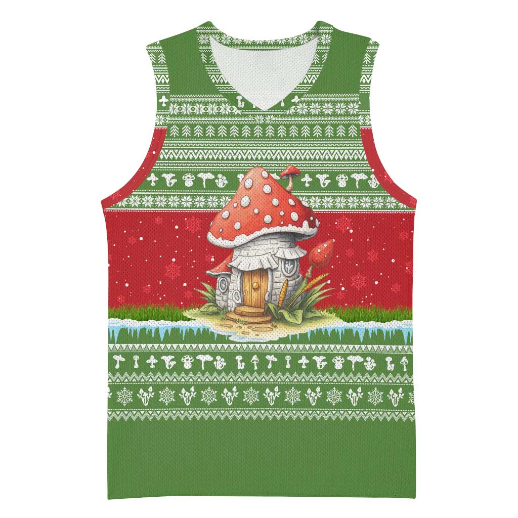 Christmas Mushroom House Basketball Jersey Xmas Holiday Patterns - Wonder Print Shop