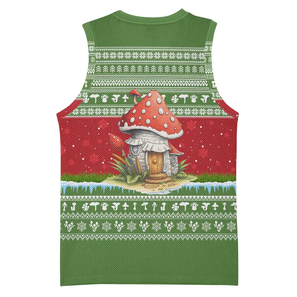 Christmas Mushroom House Basketball Jersey Xmas Holiday Patterns - Wonder Print Shop