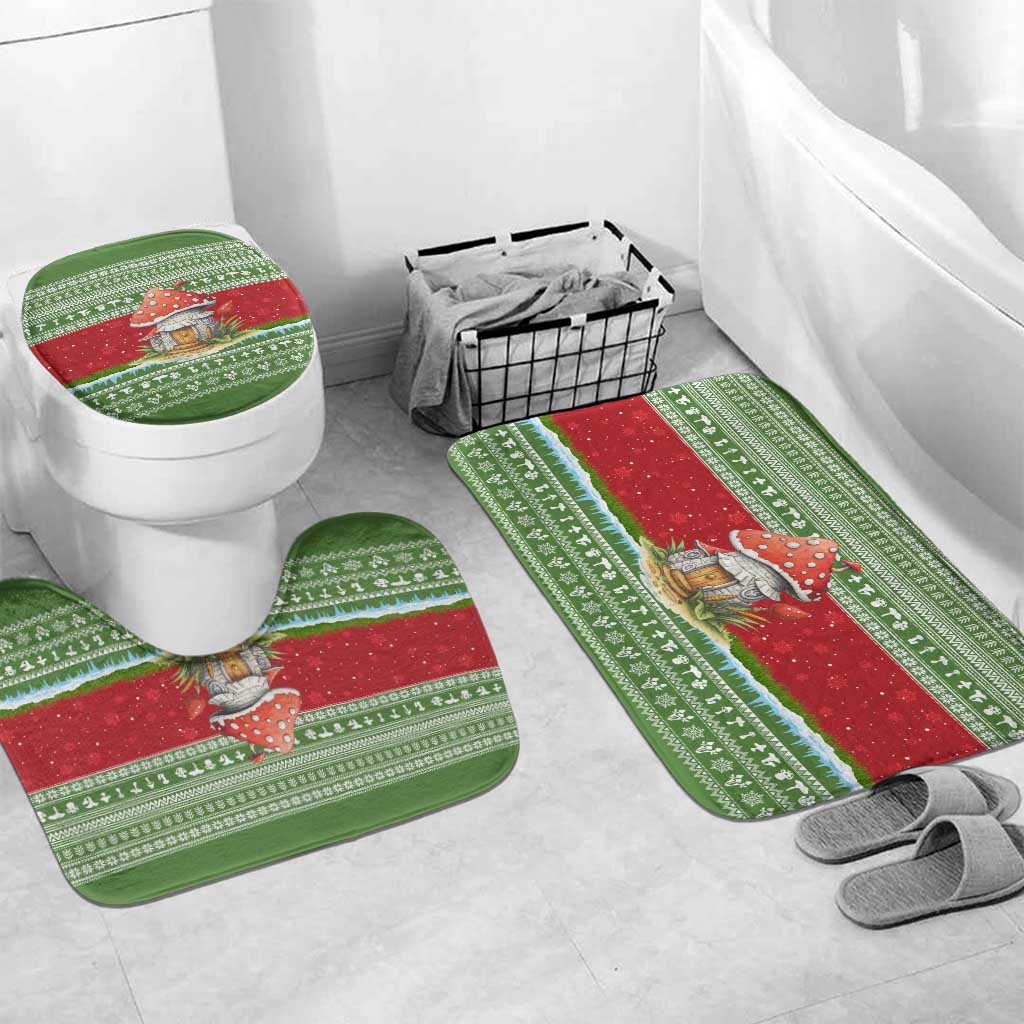 Christmas Mushroom House Bathroom Set Xmas Holiday Patterns - Wonder Print Shop