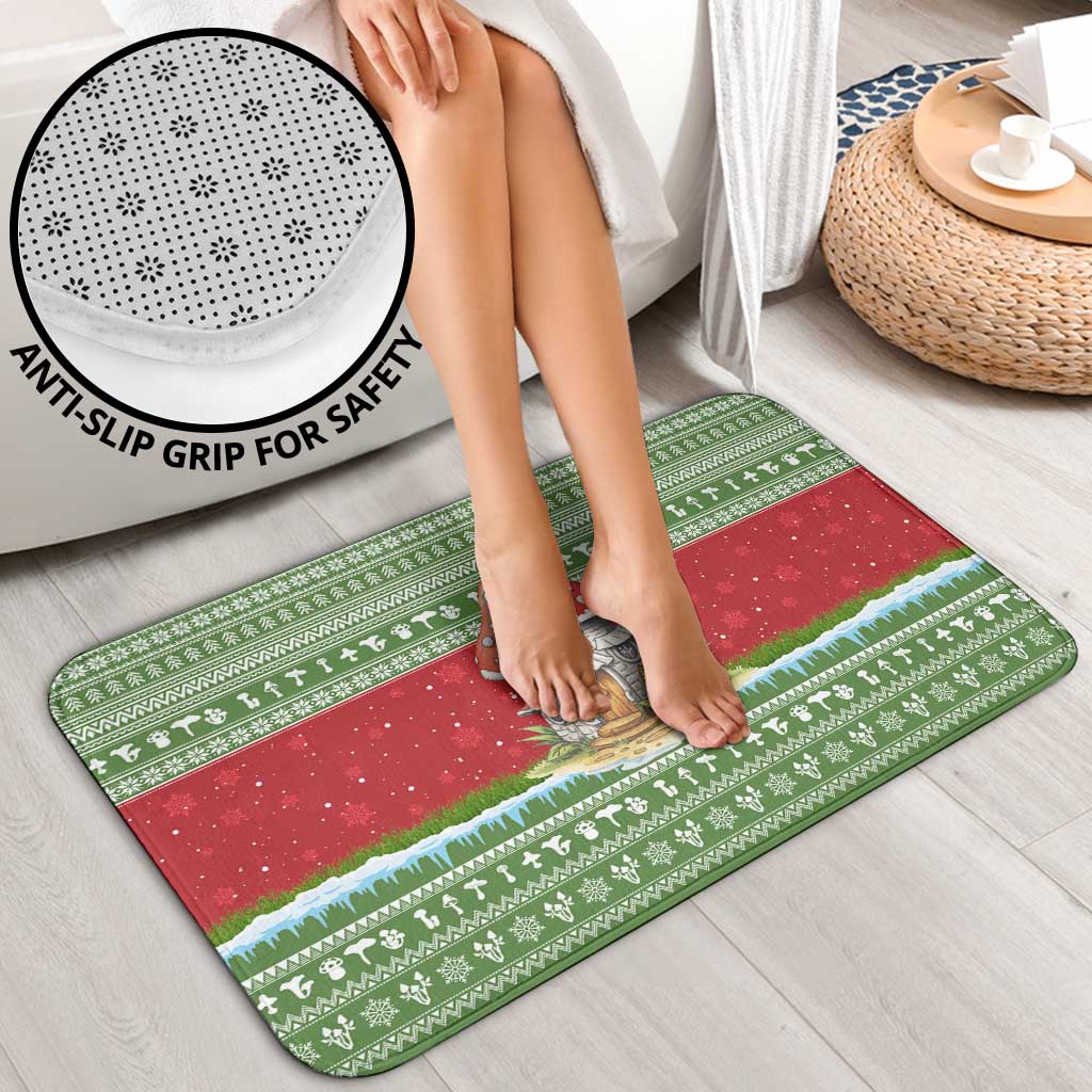 Christmas Mushroom House Bathroom Set Xmas Holiday Patterns - Wonder Print Shop