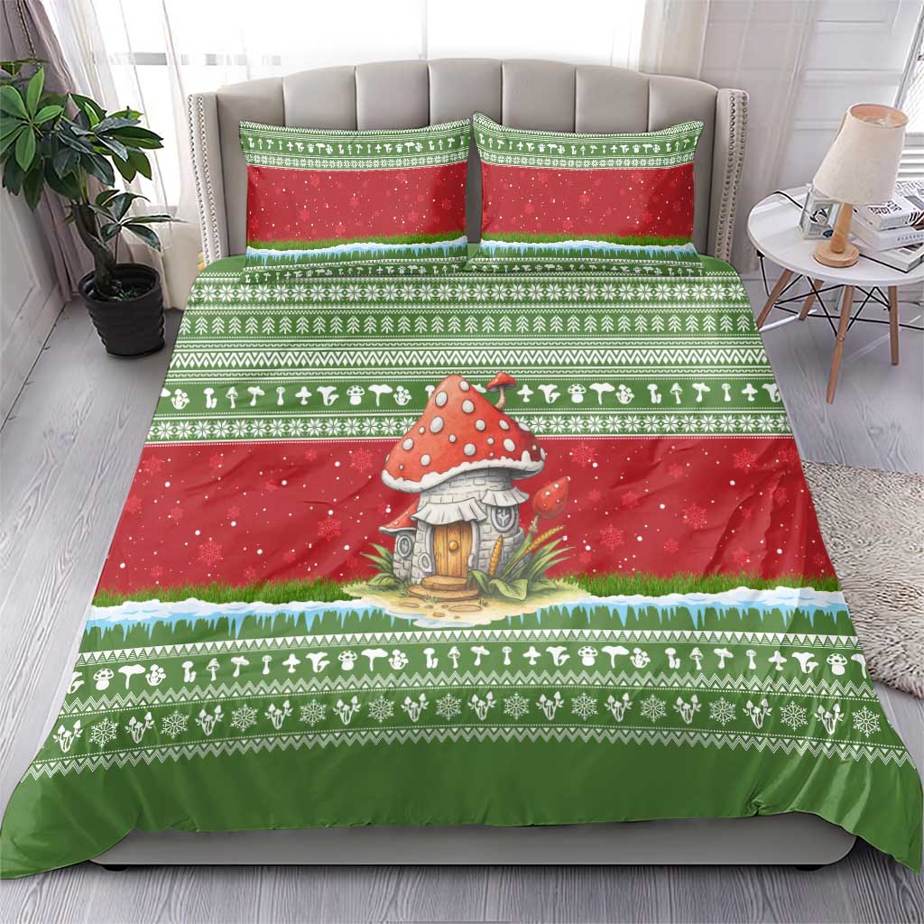 Christmas Mushroom House Bedding Set Xmas Holiday Patterns - Wonder Print Shop