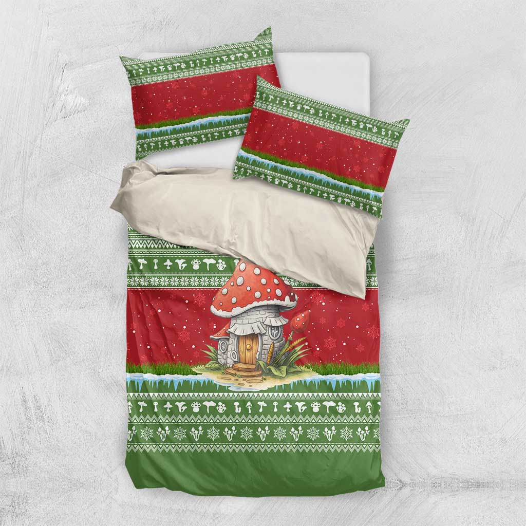 Christmas Mushroom House Bedding Set Xmas Holiday Patterns - Wonder Print Shop