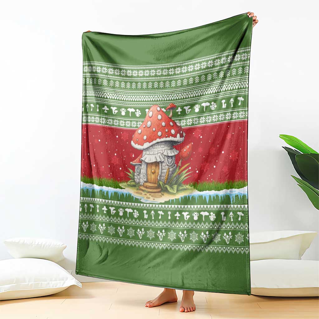 Christmas Mushroom House Blanket Xmas Holiday Patterns - Wonder Print Shop