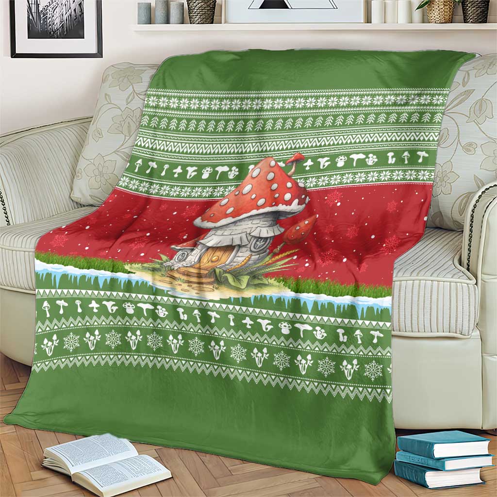 Christmas Mushroom House Blanket Xmas Holiday Patterns - Wonder Print Shop