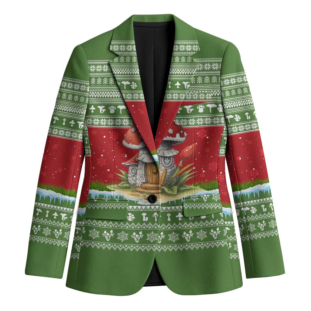 Christmas Mushroom House Blazer Xmas Holiday Patterns - Wonder Print Shop