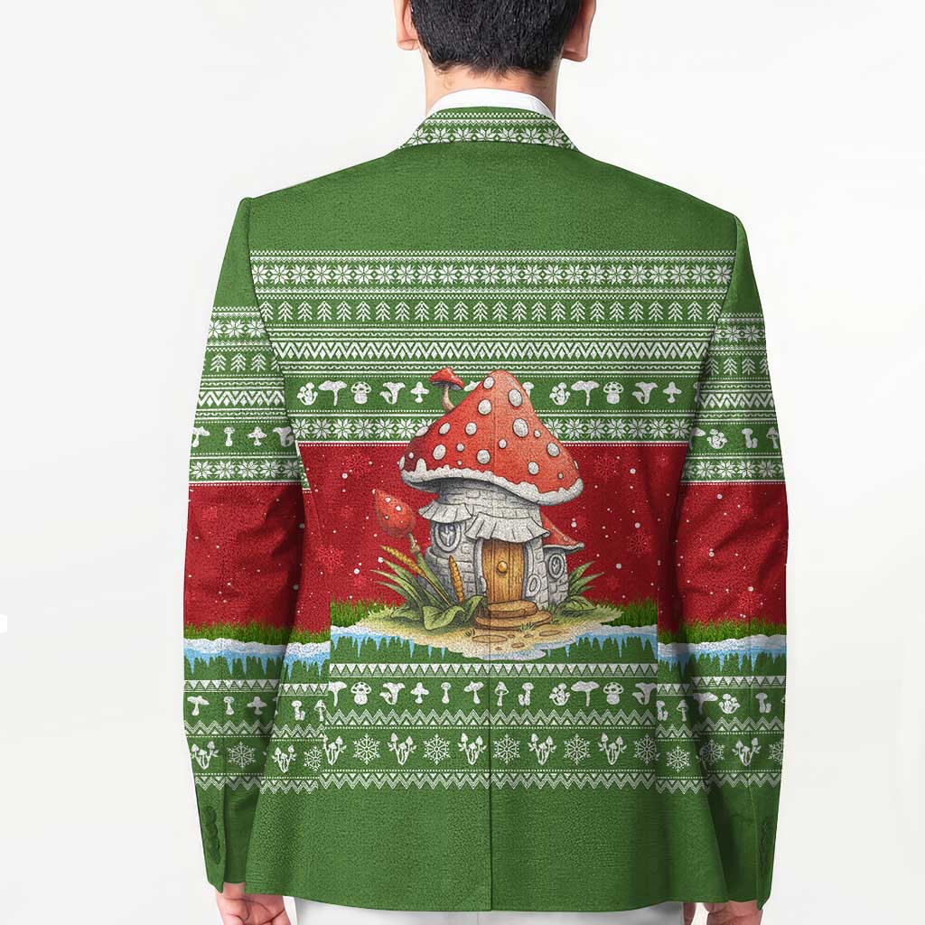 Christmas Mushroom House Blazer Xmas Holiday Patterns - Wonder Print Shop