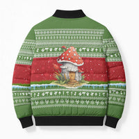 Christmas Mushroom House Bomber Puffer Jacket Xmas Holiday Patterns - Wonder Print Shop