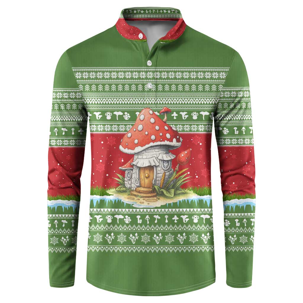 Christmas Mushroom House Button Sweatshirt Xmas Holiday Patterns - Wonder Print Shop