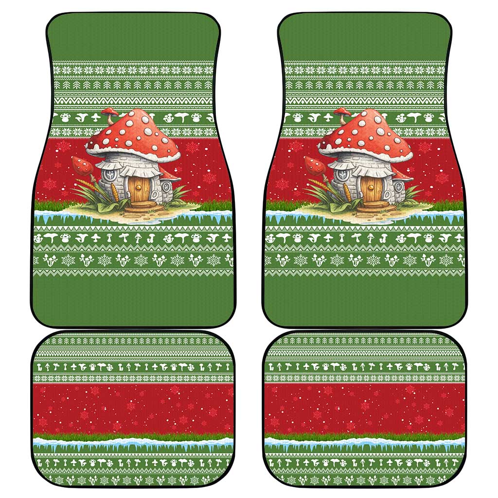 Christmas Mushroom House Car Mats Xmas Holiday Patterns - Wonder Print Shop