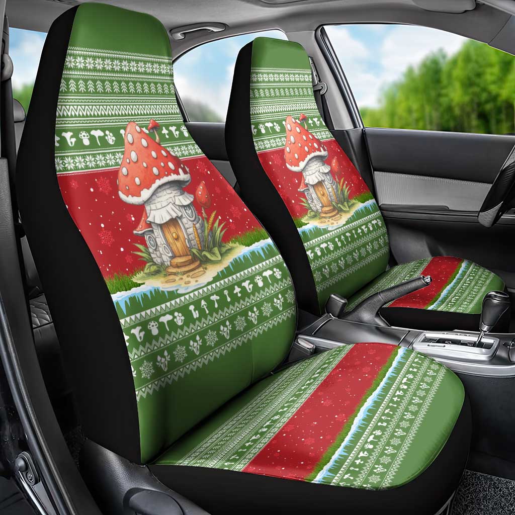 Christmas Mushroom House Car Seat Cover Xmas Holiday Patterns - Wonder Print Shop