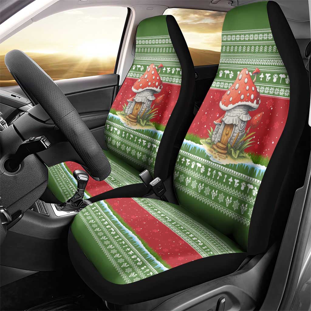 Christmas Mushroom House Car Seat Cover Xmas Holiday Patterns - Wonder Print Shop
