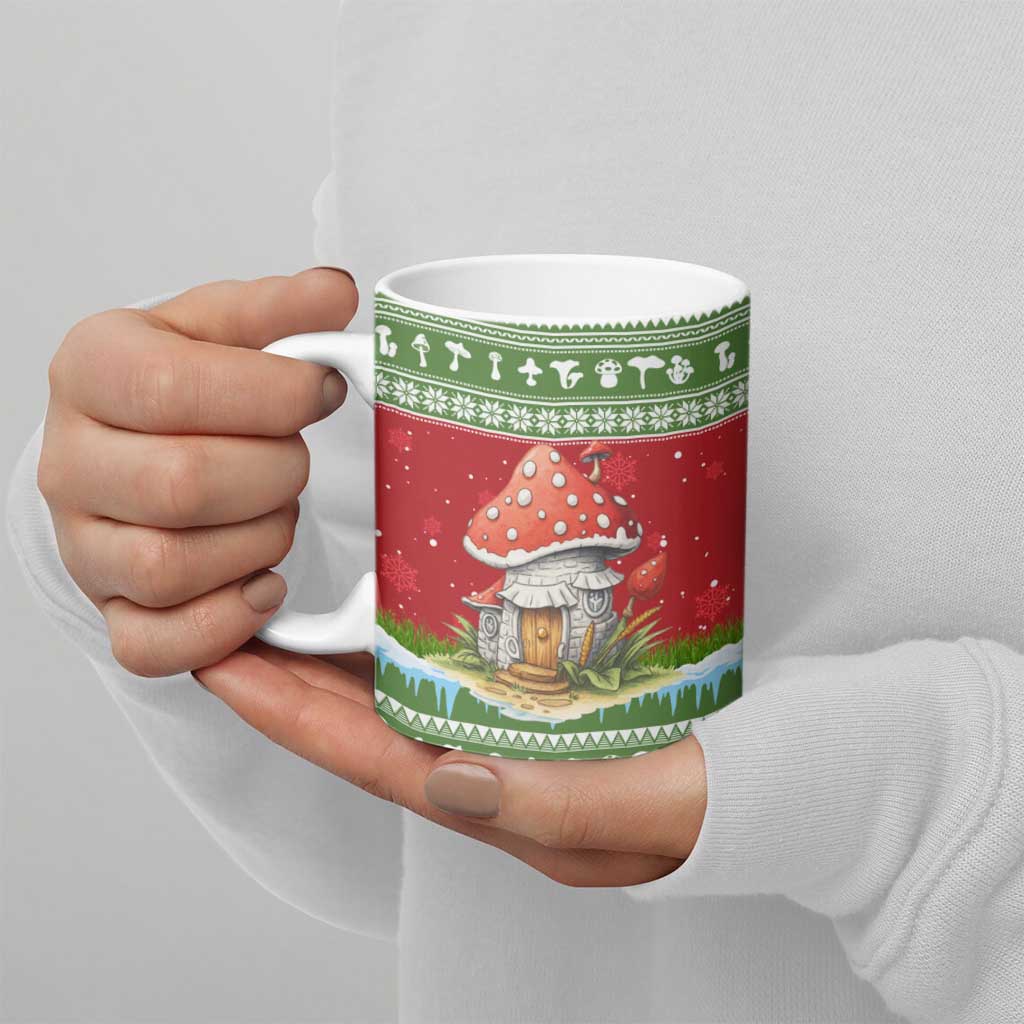 Christmas Mushroom House Ceramic Mug Xmas Holiday Patterns - Wonder Print Shop