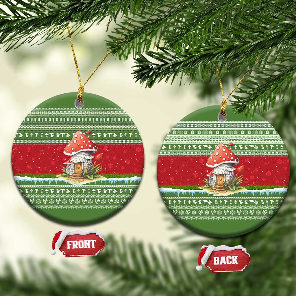 Christmas Mushroom House Ceramic Ornament Xmas Holiday Patterns - Wonder Print Shop