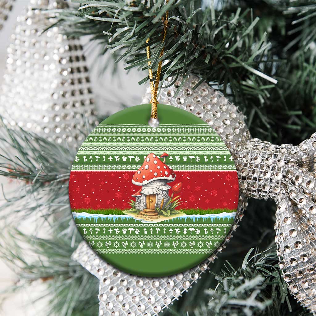 Christmas Mushroom House Ceramic Ornament Xmas Holiday Patterns - Wonder Print Shop