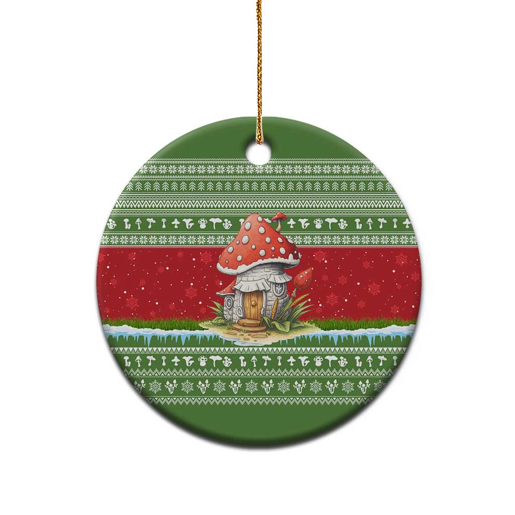 Christmas Mushroom House Ceramic Ornament Xmas Holiday Patterns - Wonder Print Shop