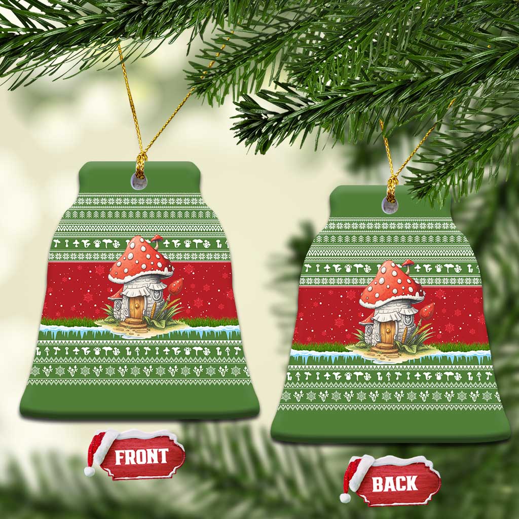 Christmas Mushroom House Ceramic Ornament Xmas Holiday Patterns - Wonder Print Shop