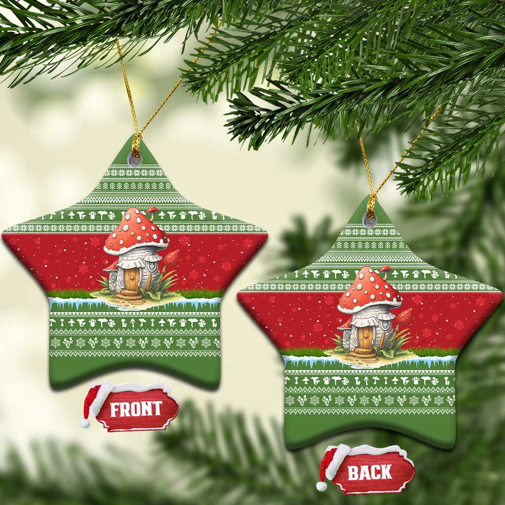 Christmas Mushroom House Ceramic Ornament Xmas Holiday Patterns - Wonder Print Shop