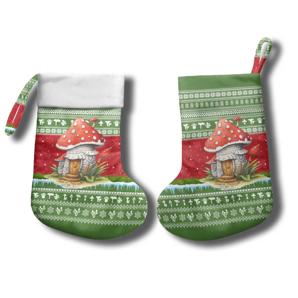 Christmas Mushroom House Christmas Stocking Xmas Holiday Patterns - Wonder Print Shop