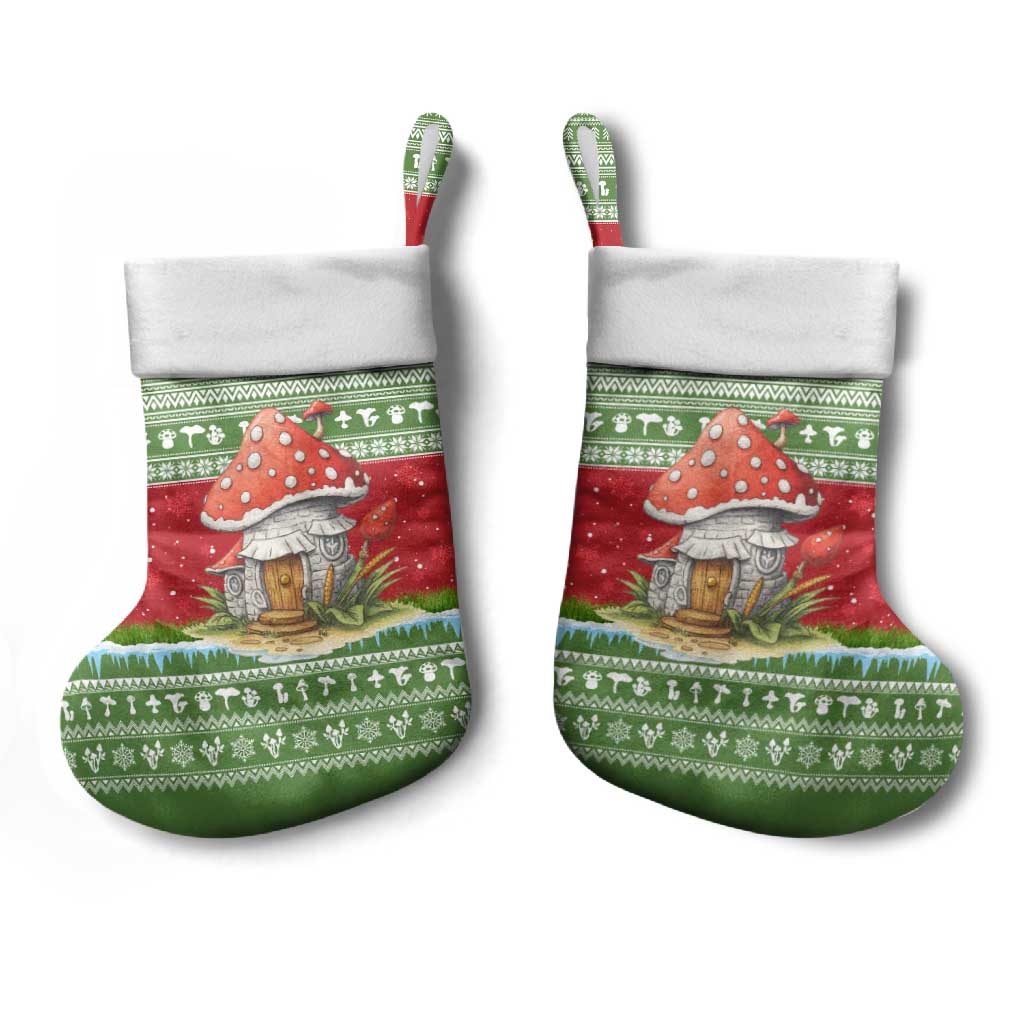Christmas Mushroom House Christmas Stocking Xmas Holiday Patterns - Wonder Print Shop