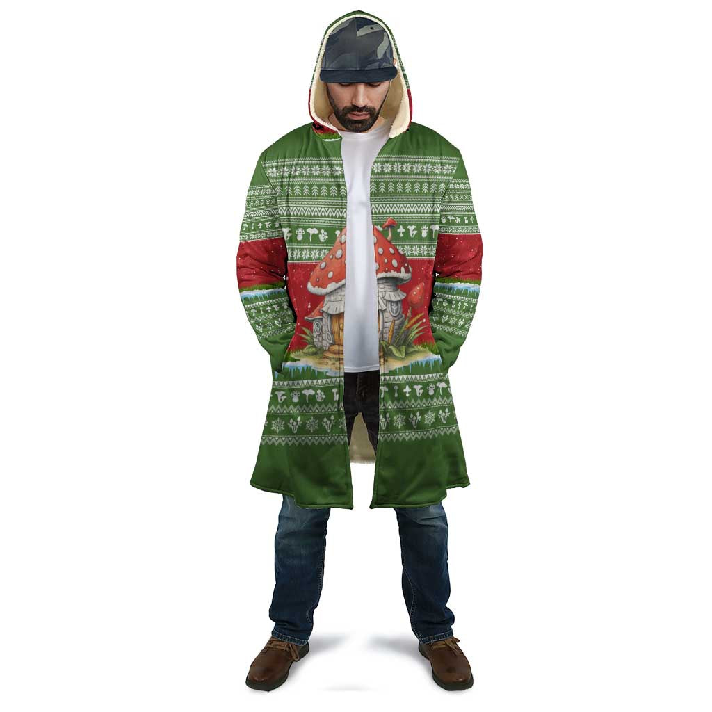 Christmas Mushroom House Cloak Xmas Holiday Patterns - Wonder Print Shop