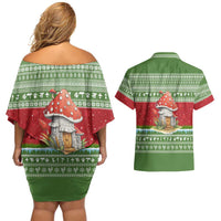 Christmas Mushroom House Couples Matching Off Shoulder Short Dress and Hawaiian Shirt Xmas Holiday Patterns - Wonder Print Shop