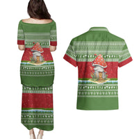 Christmas Mushroom House Couples Matching Puletasi and Hawaiian Shirt Xmas Holiday Patterns - Wonder Print Shop