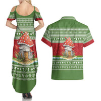 Christmas Mushroom House Couples Matching Summer Maxi Dress and Hawaiian Shirt Xmas Holiday Patterns - Wonder Print Shop