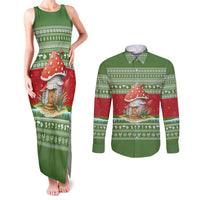 Christmas Mushroom House Couples Matching Tank Maxi Dress and Long Sleeve Button Shirt Xmas Holiday Patterns - Wonder Print Shop