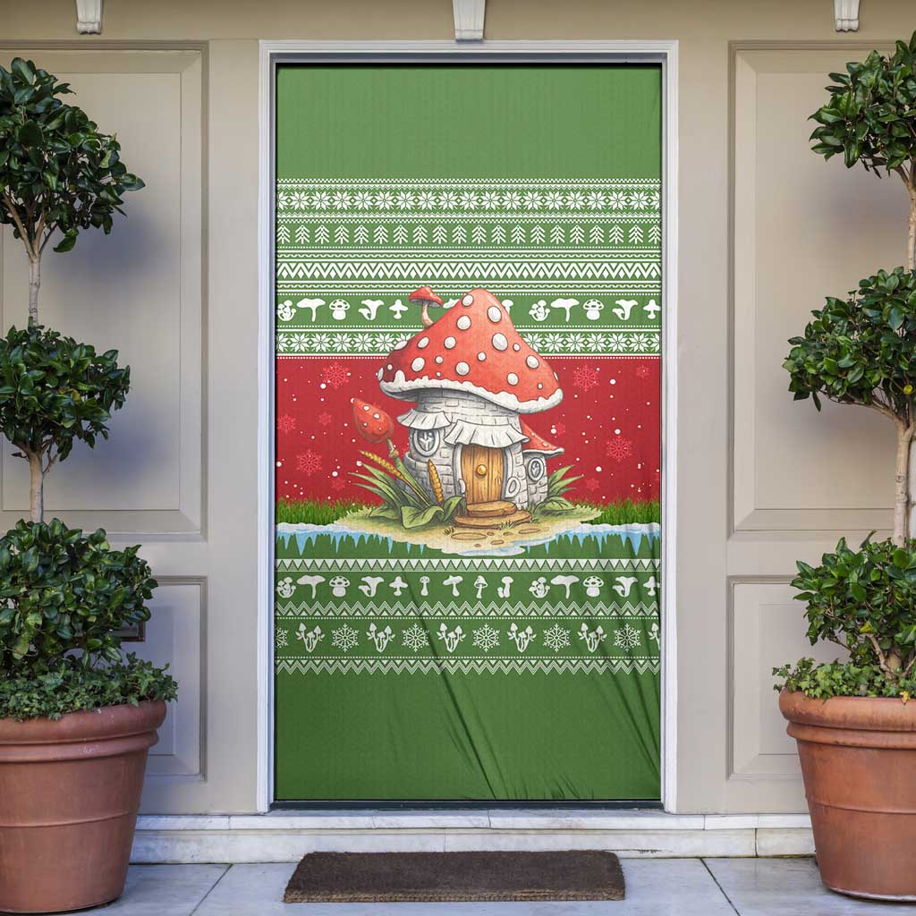 Christmas Mushroom House Door Cover Xmas Holiday Patterns - Wonder Print Shop