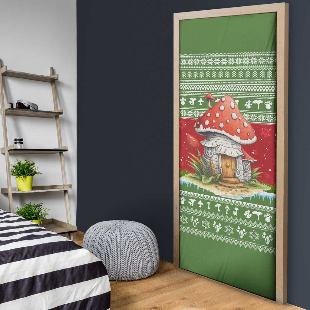 Christmas Mushroom House Door Cover Xmas Holiday Patterns - Wonder Print Shop