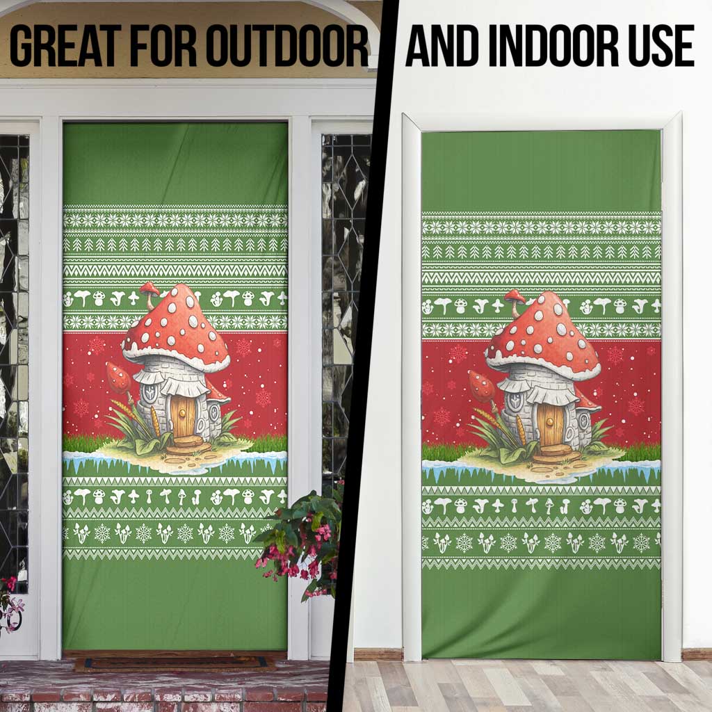 Christmas Mushroom House Door Cover Xmas Holiday Patterns - Wonder Print Shop