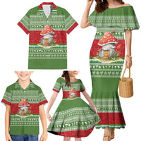 Christmas Mushroom House Family Matching Mermaid Dress and Hawaiian Shirt Xmas Holiday Patterns - Wonder Print Shop