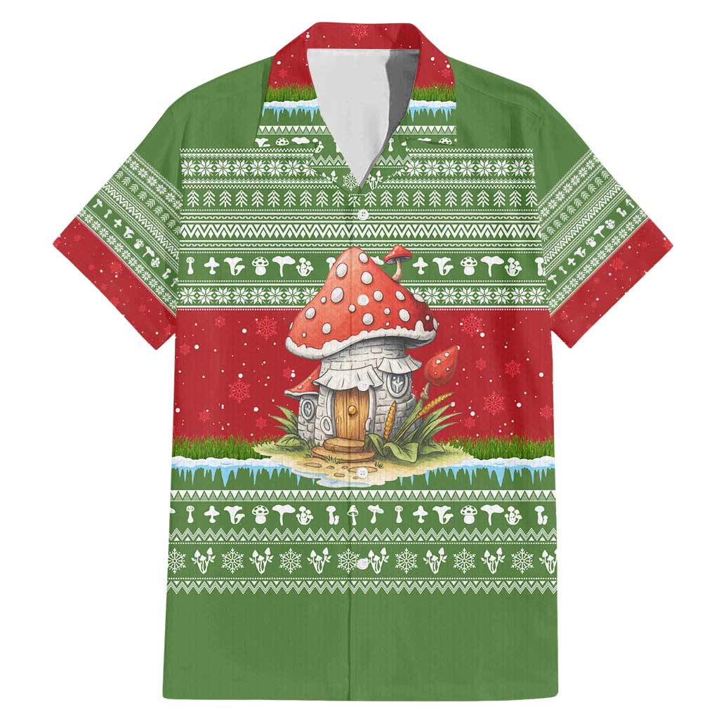 Christmas Mushroom House Family Matching Mermaid Dress and Hawaiian Shirt Xmas Holiday Patterns - Wonder Print Shop
