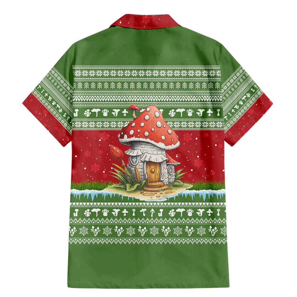 Christmas Mushroom House Family Matching Mermaid Dress and Hawaiian Shirt Xmas Holiday Patterns - Wonder Print Shop
