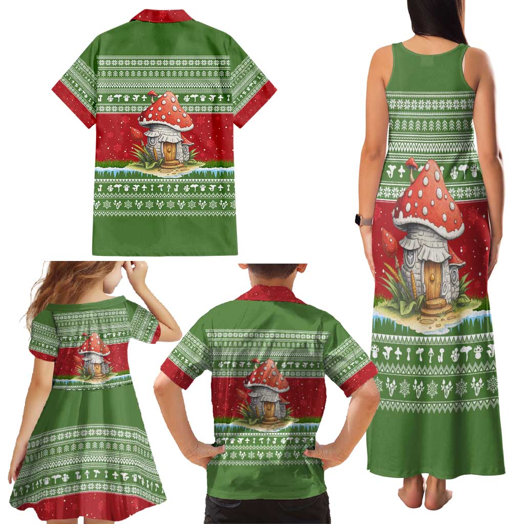 Christmas Mushroom House Family Matching Tank Maxi Dress and Hawaiian Shirt Xmas Holiday Patterns - Wonder Print Shop