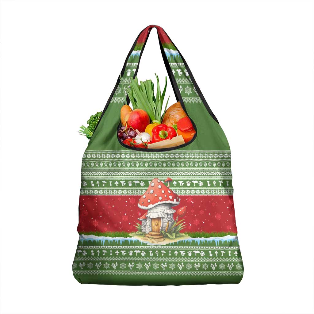 Christmas Mushroom House Grocery Bag Xmas Holiday Patterns - Wonder Print Shop