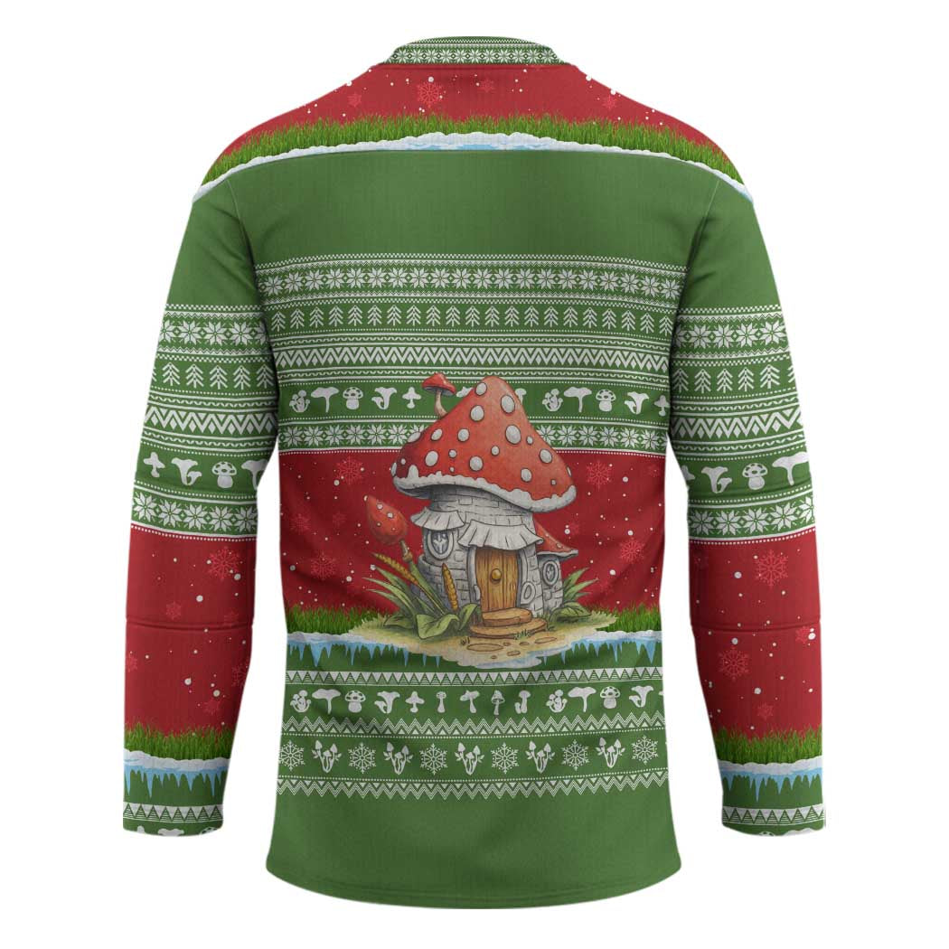 Christmas Mushroom House Hockey Jersey Xmas Holiday Patterns - Wonder Print Shop