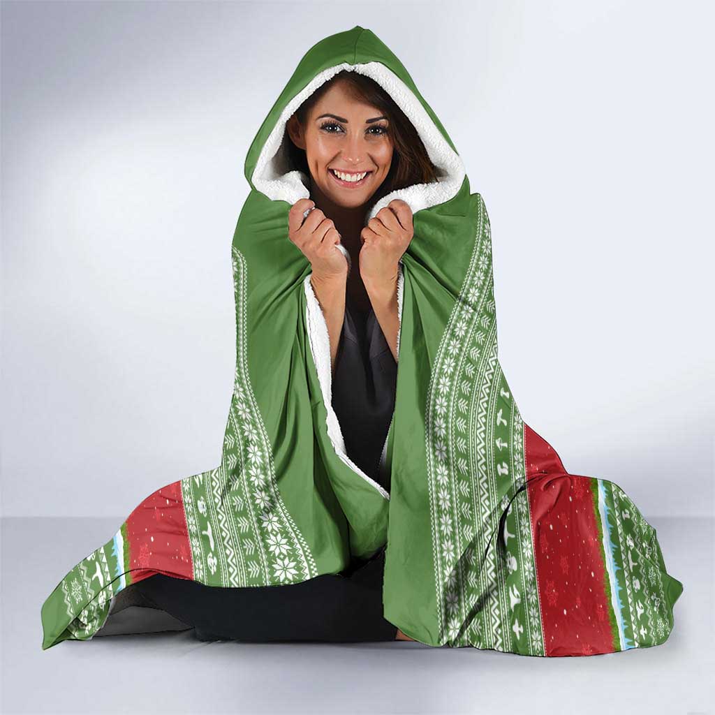 Christmas Mushroom House Hooded Blanket Xmas Holiday Patterns - Wonder Print Shop