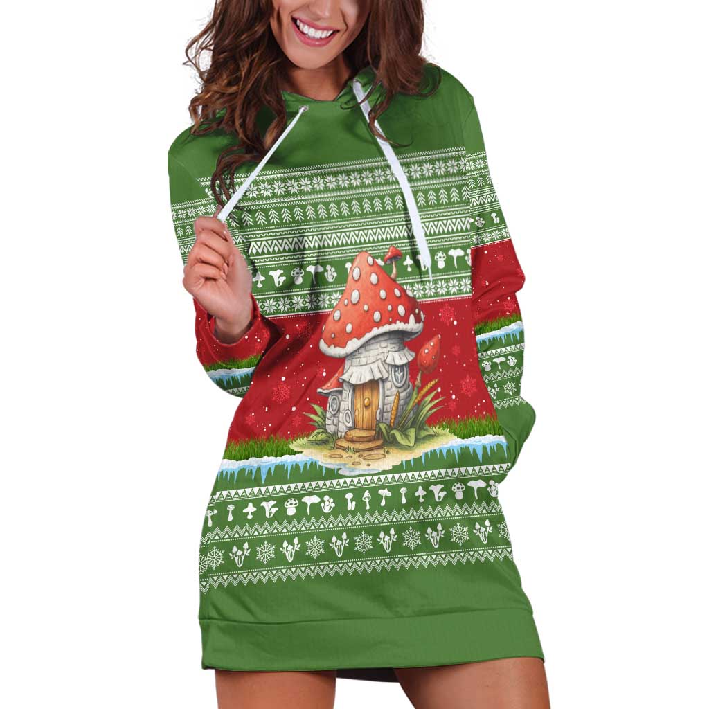 Christmas Mushroom House Hoodie Dress Xmas Holiday Patterns - Wonder Print Shop