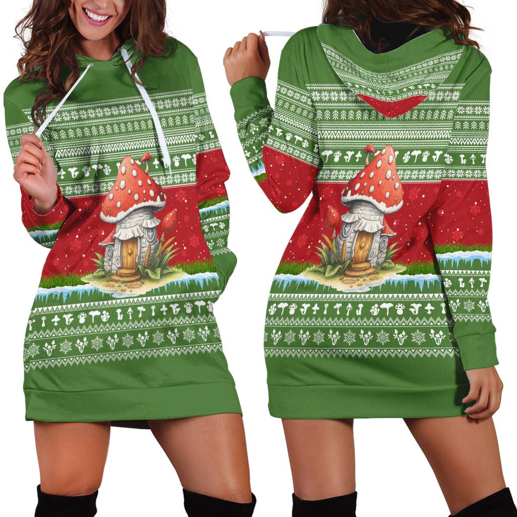 Christmas Mushroom House Hoodie Dress Xmas Holiday Patterns - Wonder Print Shop