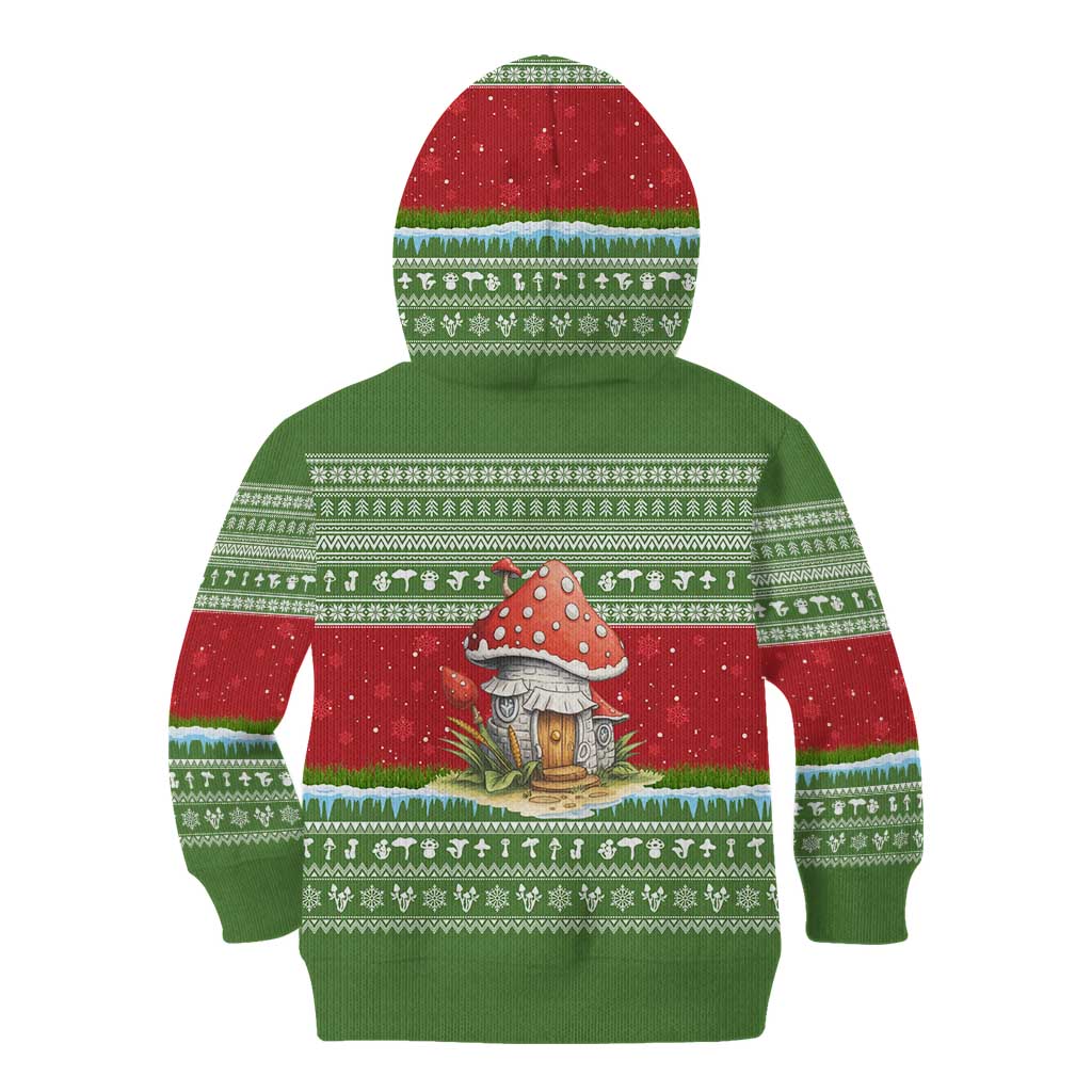 Christmas Mushroom House Kid Hoodie Xmas Holiday Patterns - Wonder Print Shop