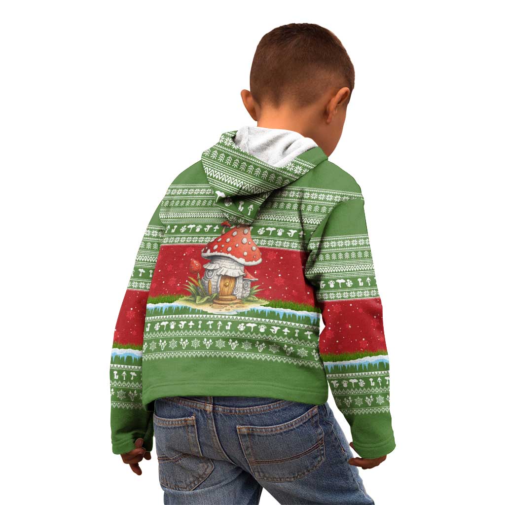 Christmas Mushroom House Kid Hoodie Xmas Holiday Patterns - Wonder Print Shop