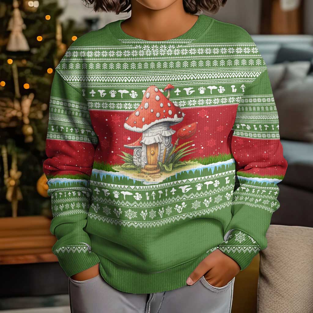 Christmas Mushroom House Kid Ugly Christmas Sweater Xmas Holiday Patterns - Wonder Print Shop
