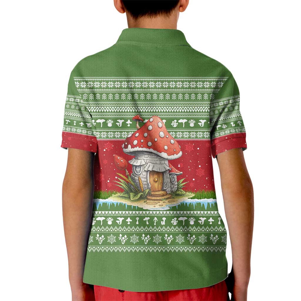 Christmas Mushroom House Kid Polo Shirt Xmas Holiday Patterns - Wonder Print Shop