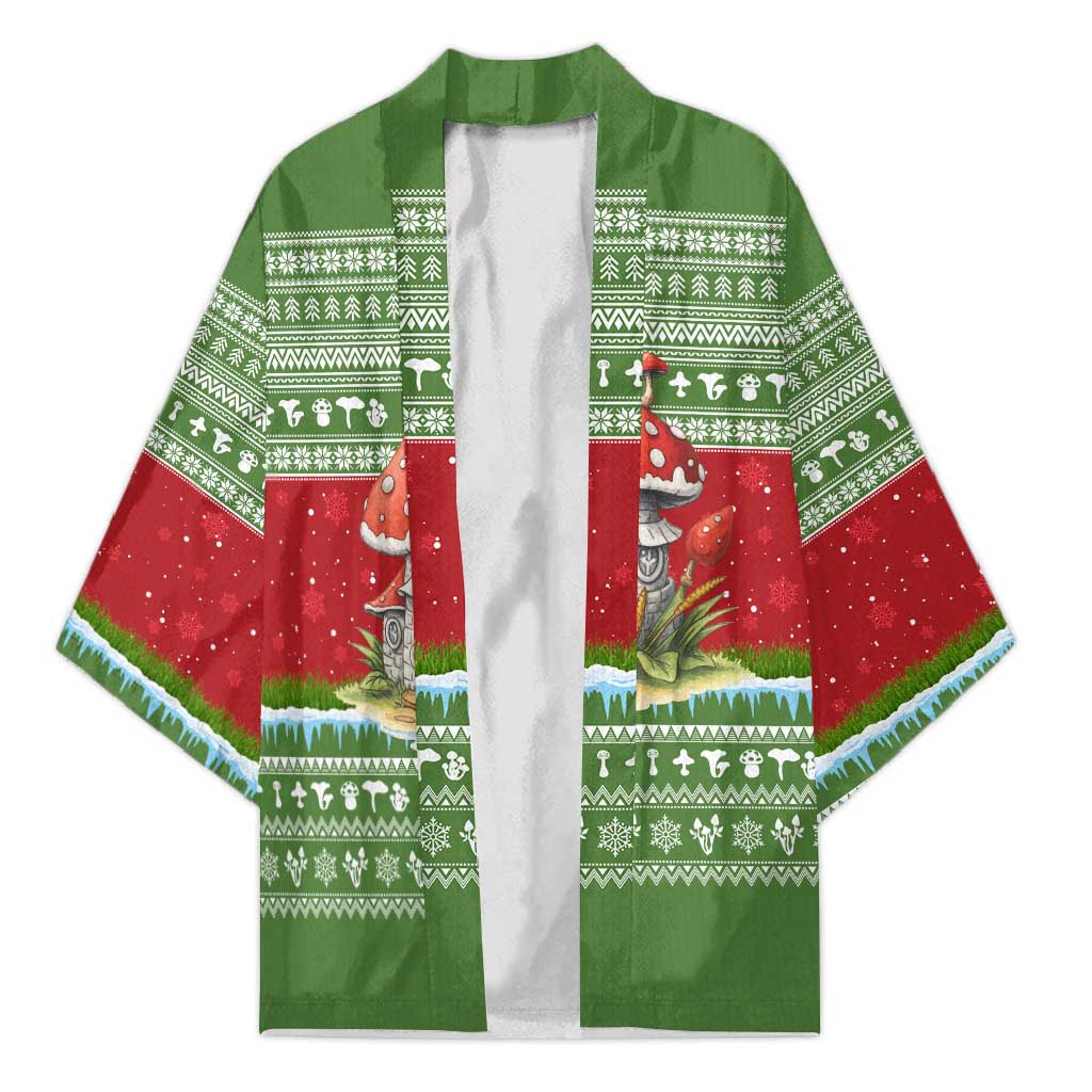 Christmas Mushroom House Kimono Xmas Holiday Patterns - Wonder Print Shop