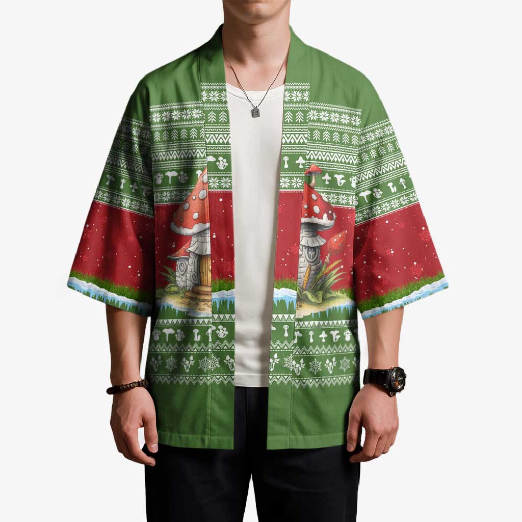 Christmas Mushroom House Kimono Xmas Holiday Patterns - Wonder Print Shop